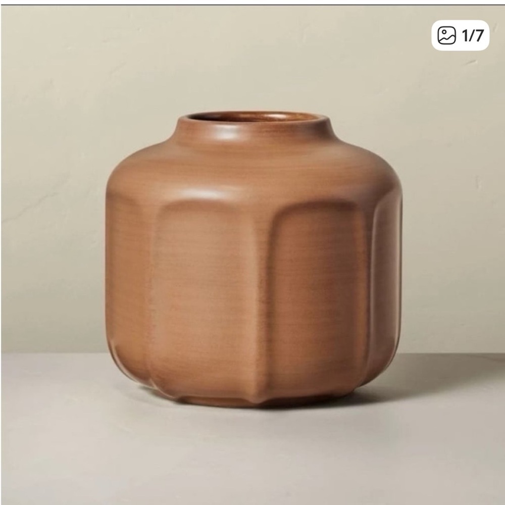 Hearth & Hand Magnolia 6" Faceted Ceramic
Wide Vase Brown nwt